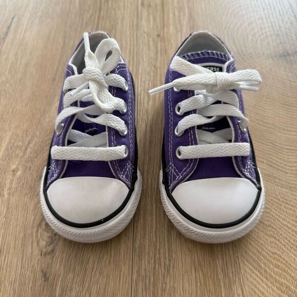 Converse All Star Low Top Purple Infant Sneakers – Size 5 - Picture 2 of 10